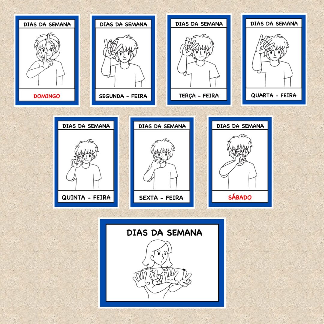 DIAS DA SEMANA DE PAREDE LIBRAS🤞🏻