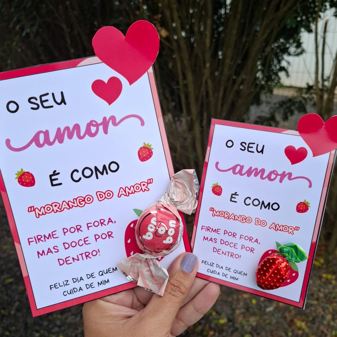 💌 CARTÃO "QUEM CUIDA DE MIM" – MORANGO DO AMOR 🍓