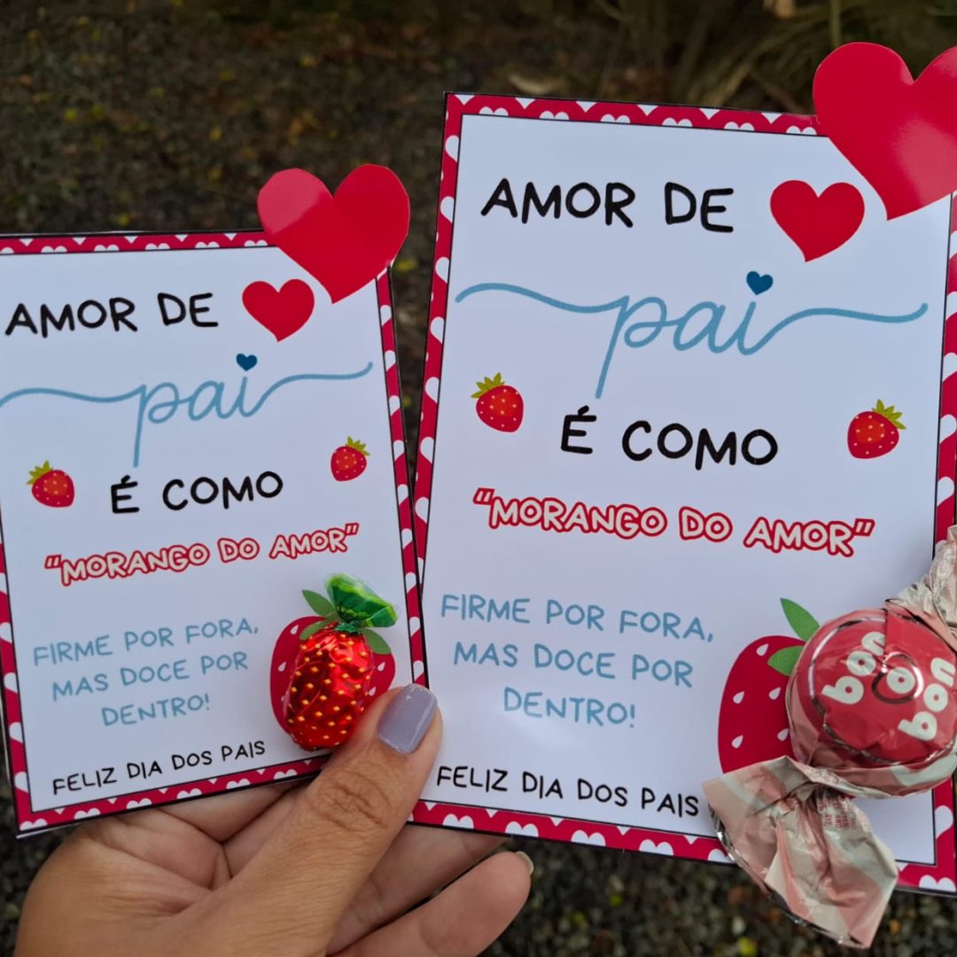 👨‍👧 CARTÃO DIA DOS PAIS – MORANGO DO AMOR🍓