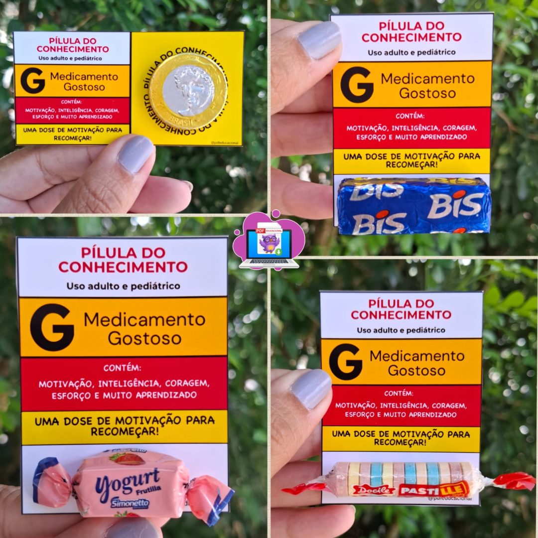 💊 CARTÕES VOLTA ÀS AULAS – PÍLULAS DO CONHECIMENTO