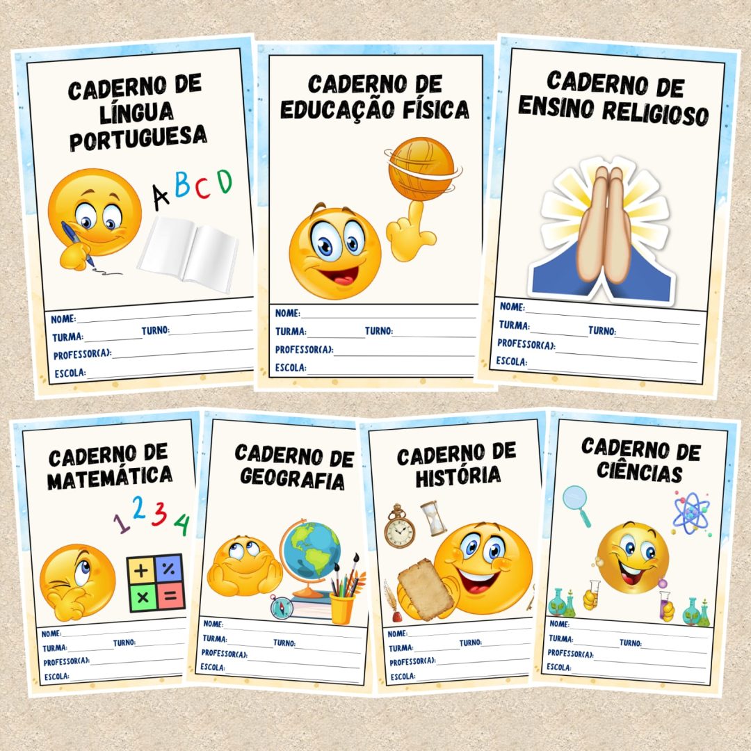 📔 CAPAS DE CADERNO COLORIDAS – #1 EMOJIS📔