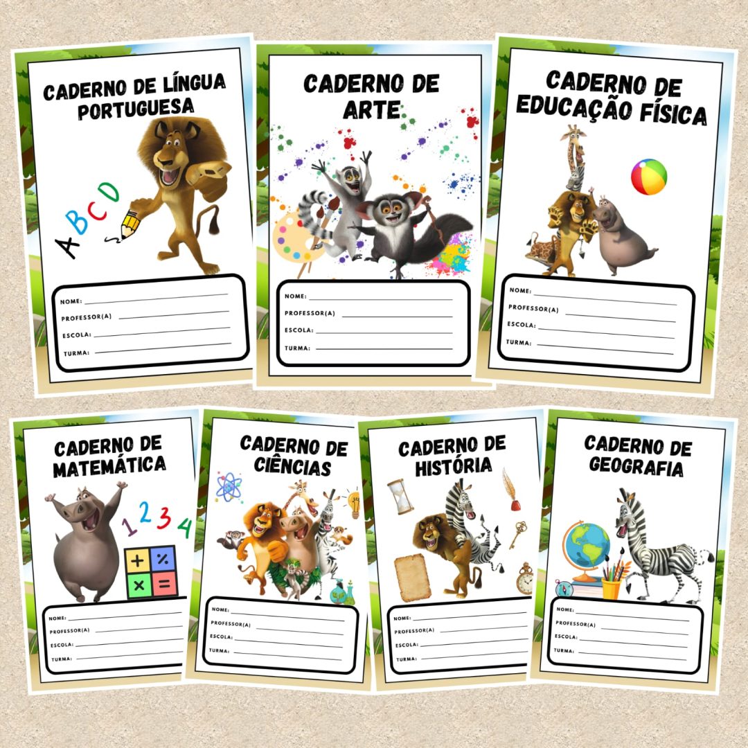 📔 CAPAS DE CADERNO COLORIDAS – MADAGASCAR📔
