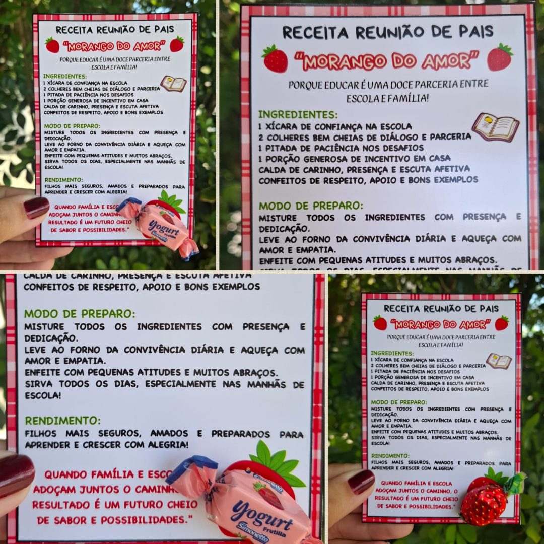 ✨ CARTÃO REUNIÃO DE PAIS – MORANGO DO AMOR ✨