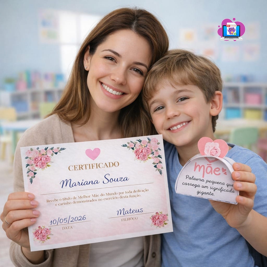 💖 CERTIFICADO + LEMBRANCINHA DIA DAS MÃES