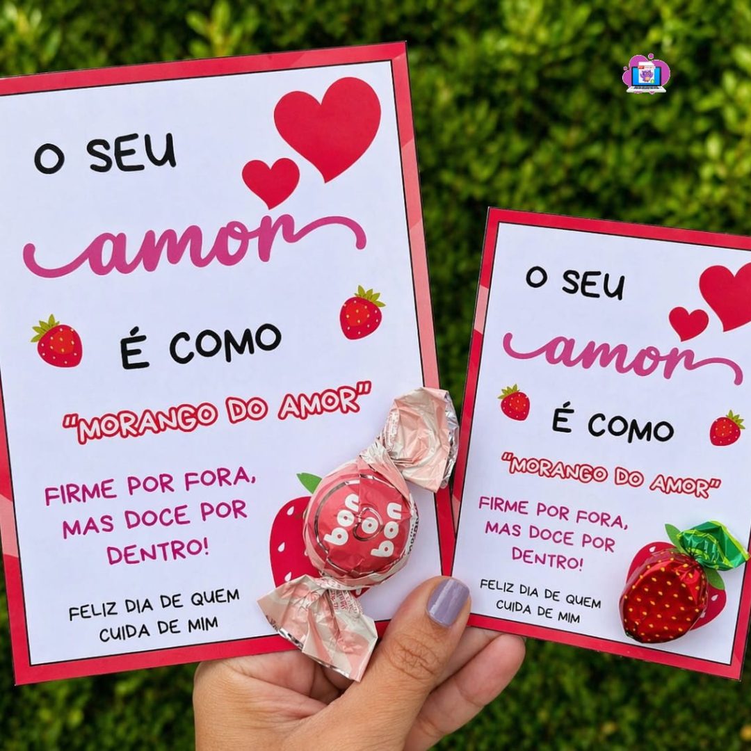 💌 CARTÃO "QUEM CUIDA DE MIM" – MORANGO DO AMOR 🍓