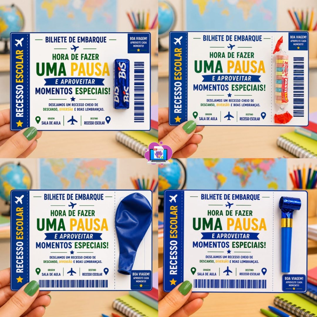BILHETE DE EMBARQUE – RECESSO ESCOLAR ✈️