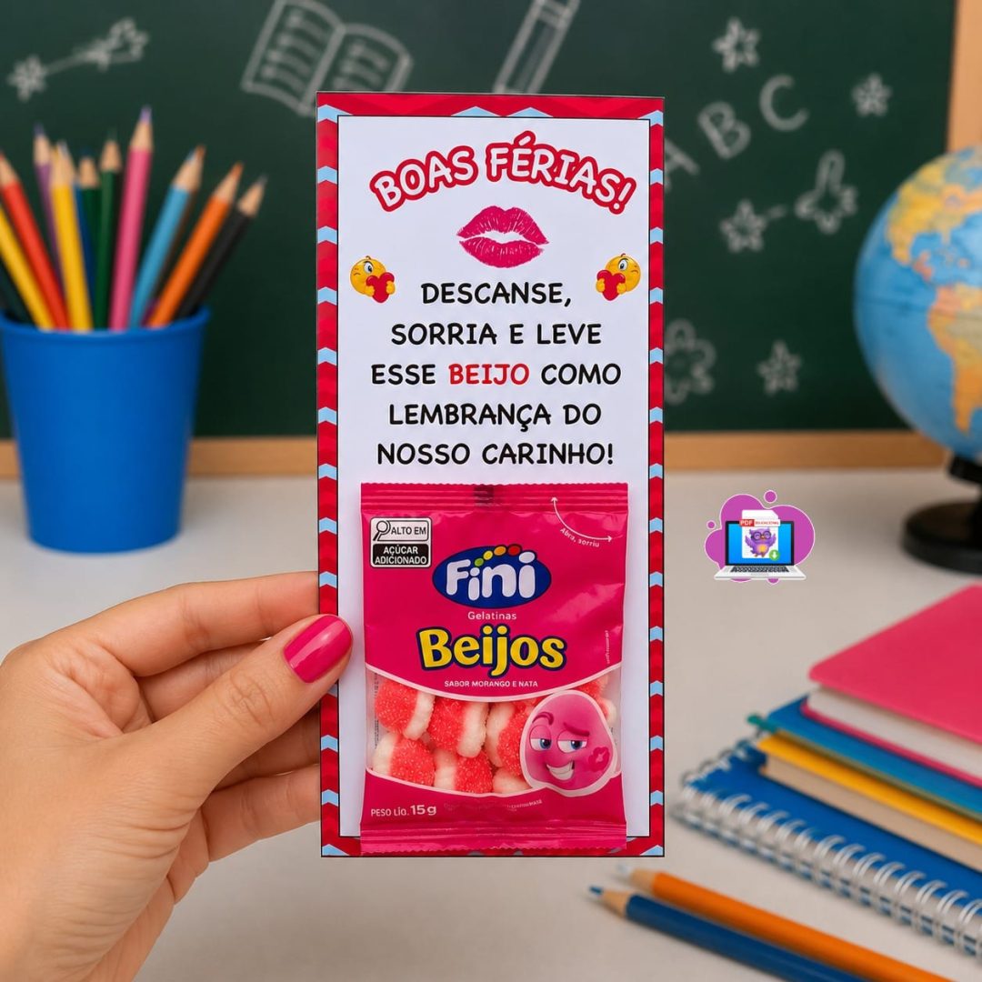 #5 – CARTÃO EMOJIS FÉRIAS ESTUDANTES – BEIJOS 💋