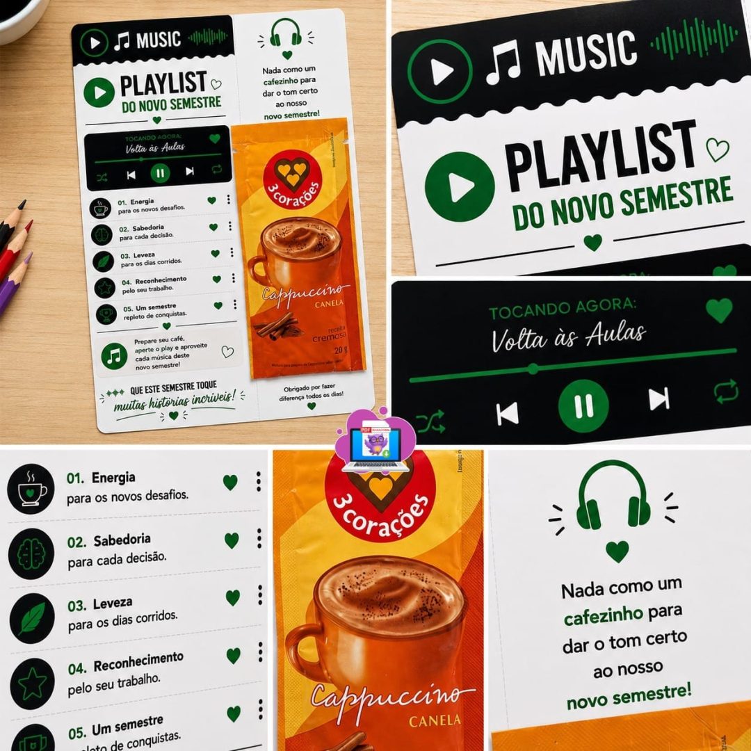 CARTÃO PLAYLIST DO NOVO SEMESTRE 🎵☕