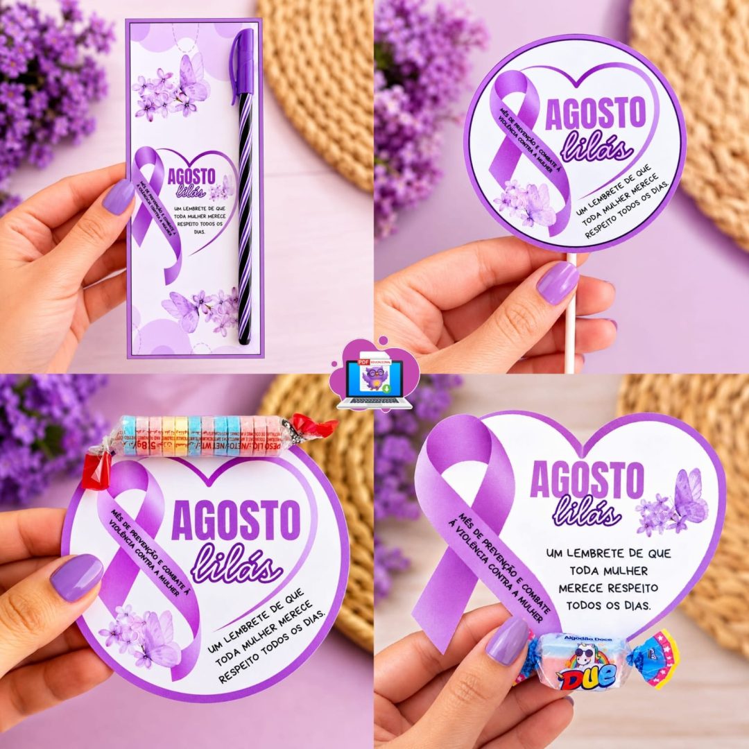 💜 KIT DE LEMBRANCINHAS – AGOSTO LILÁS 💜