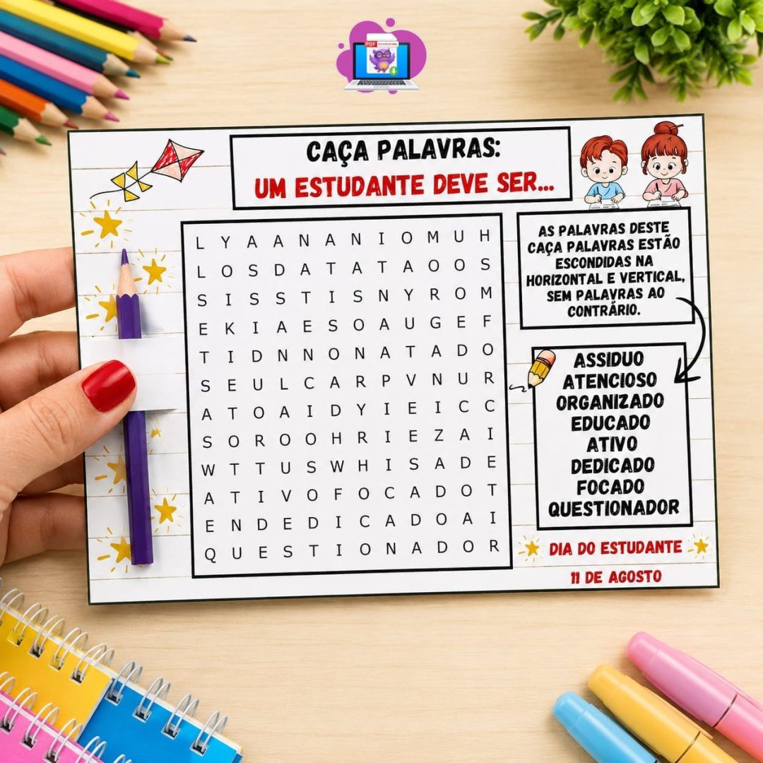 LEMBRANCINHA DIA DO ESTUDANTE – CAÇA-PALAVRAS
