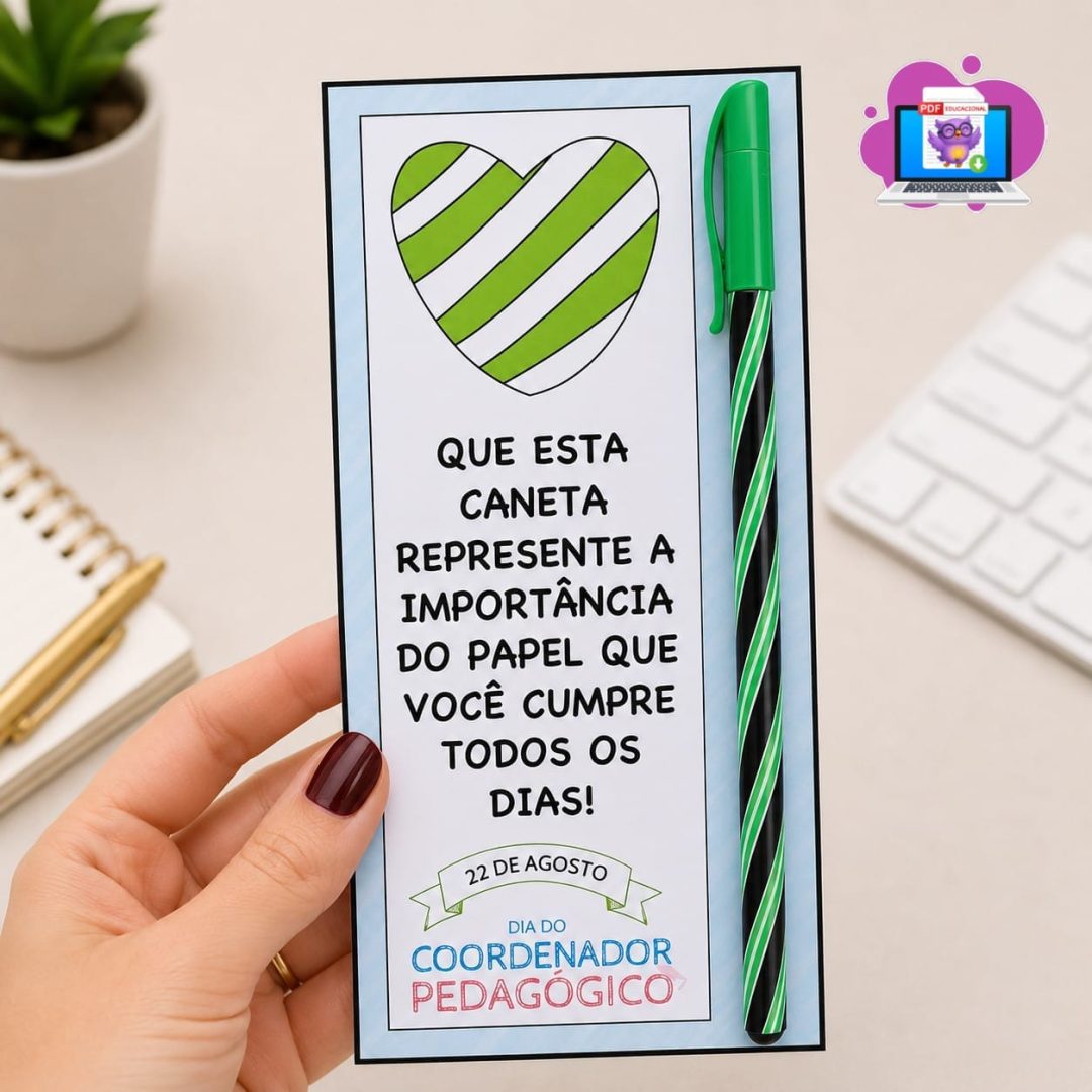 🖊️ CARTÃO DIA DO COORDENADOR PEDAGÓGICO – CANETA