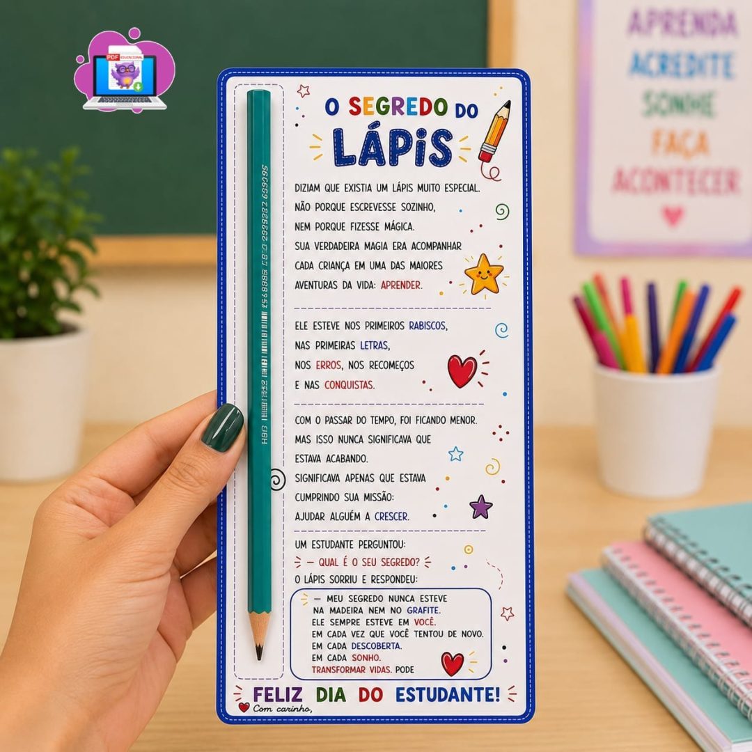 CARTÃO: O SEGREDO DO LÁPIS | DIA DO ESTUDANTE
