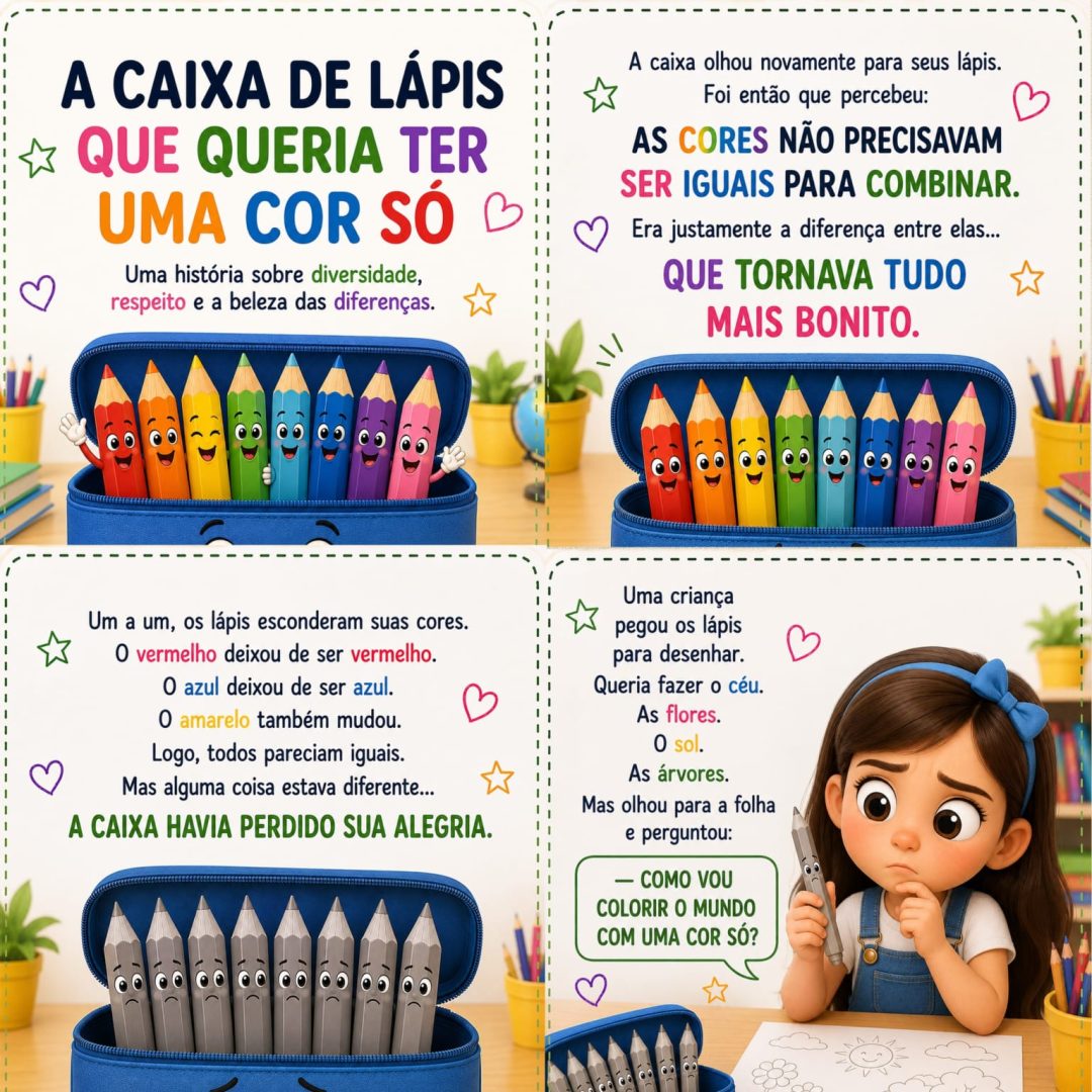 HISTÓRIA A CAIXA DE LÁPIS QUE QUERIA TER UMA COR SÓ