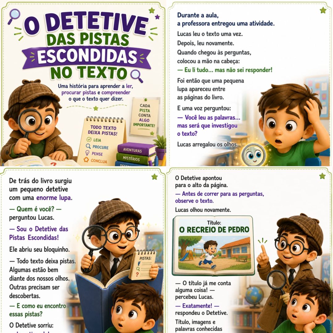 HISTÓRIA O DETETIVE DAS PISTAS ESCONDIDAS NO TEXTO