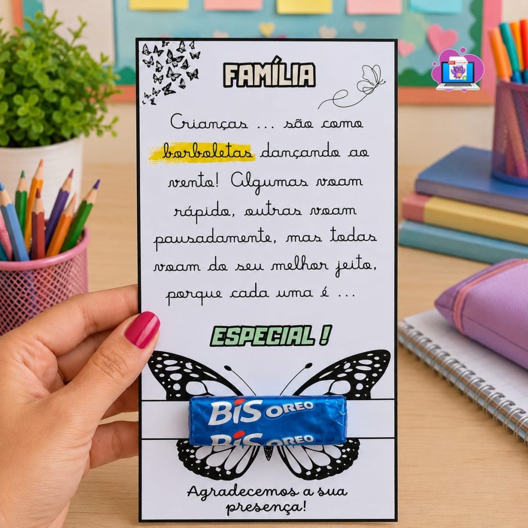CARTÃO PARA REUNIÃO DE PAIS — BORBOLETAS