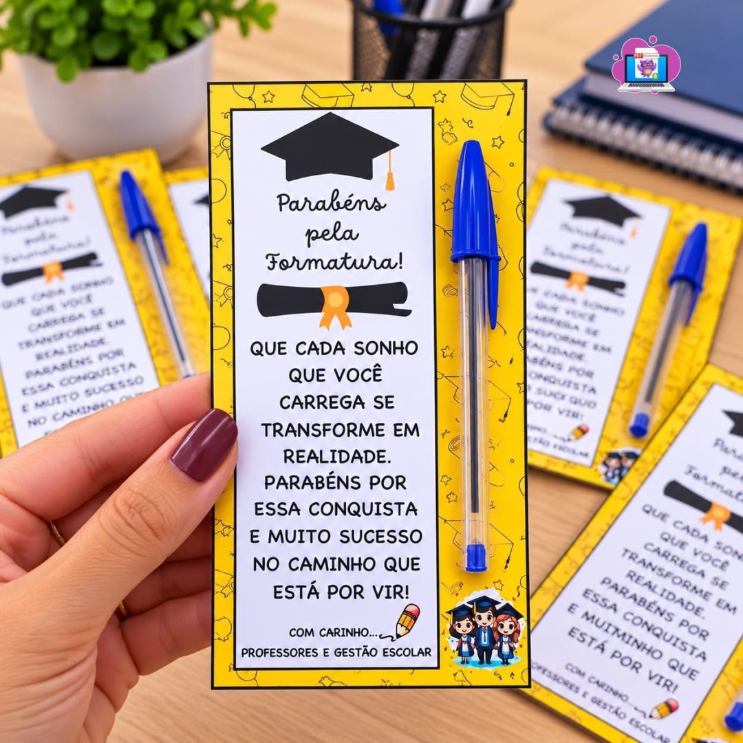 CARTÃO DE FORMATURA CANETA E LÁPIS