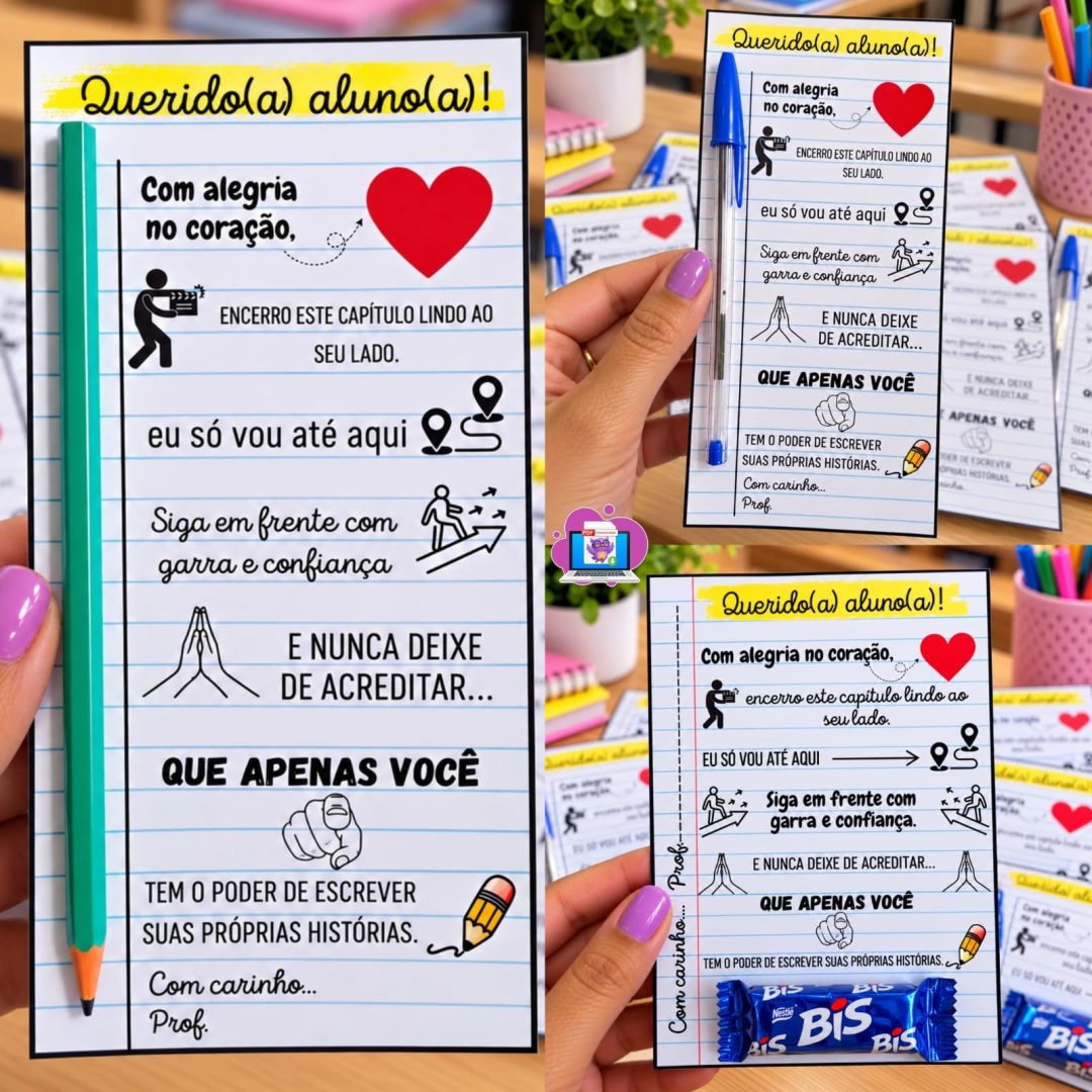 CARTÃO DE DESPEDIDA DOS ALUNOS