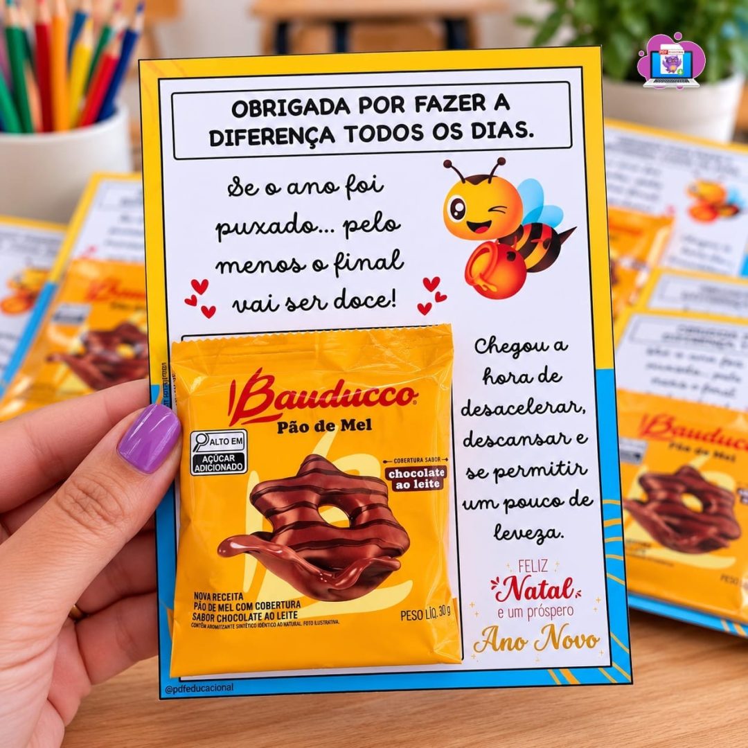 CARTÃO ENCERRAMENTO EQUIPE PEDAGÓGICA – PÃO DE MEL
